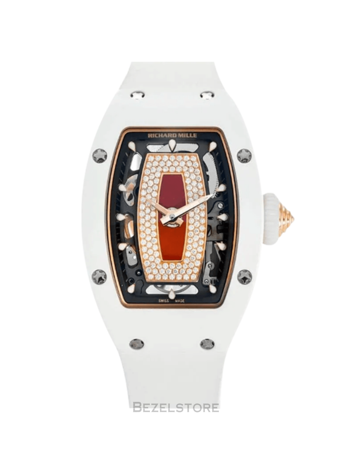 Richard Mille RM 07-01 White Ceramic Red Jasper Diamond Pave Dial White Ceramic